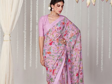 Bagicha Lavender Saree Set Of 2 For Sale