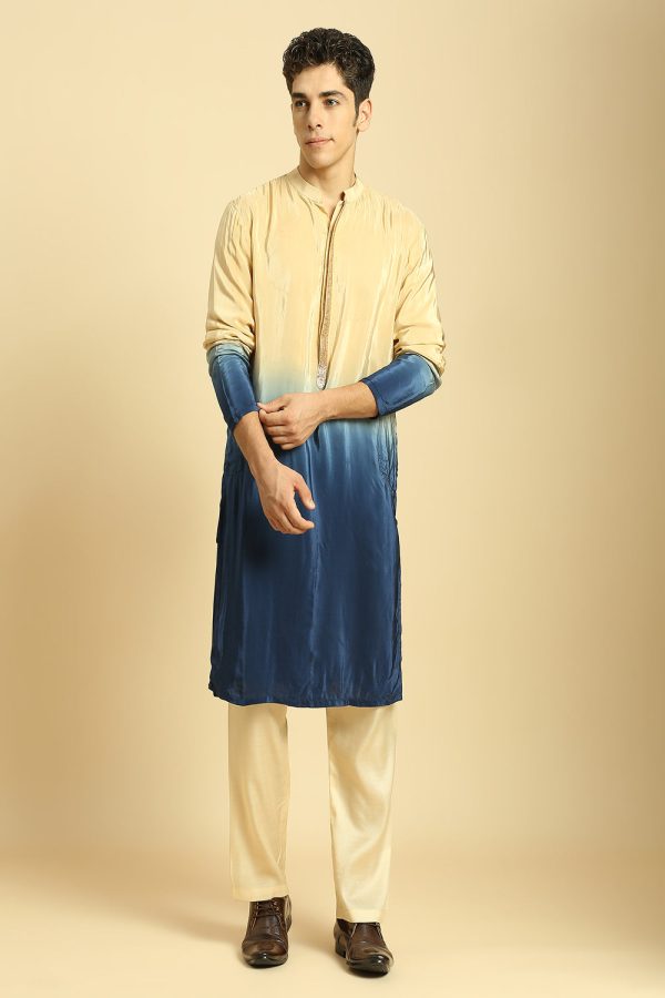 Beige Blue Ombre Kurta With Beige Pant Sale