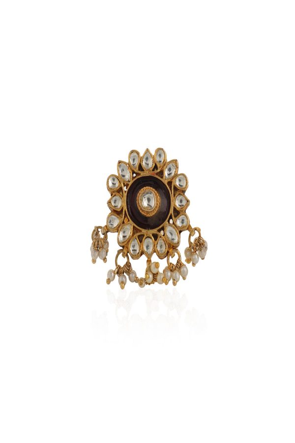 Brown & White Brown Minawork Ring With White Hangings Online now