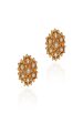 White Floral Jadtar Stone Stud Earrings Cheap