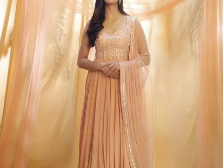 Peach Anarkali With Dupata Cheap