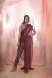 Wine Pant Saree With Cape For Discount