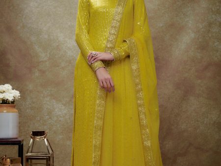 Haldi & Gold Sequin Kurta Pants Set Fashion