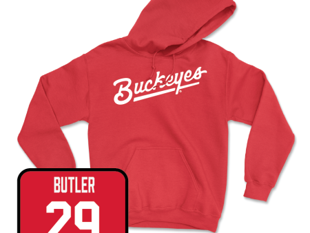 Red Baseball Script Hoodie  - Ryan Butler Hot on Sale