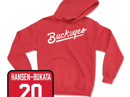 Red Men s Ice Hockey Script Hoodie  - Aiden Hansen-Bukata For Discount